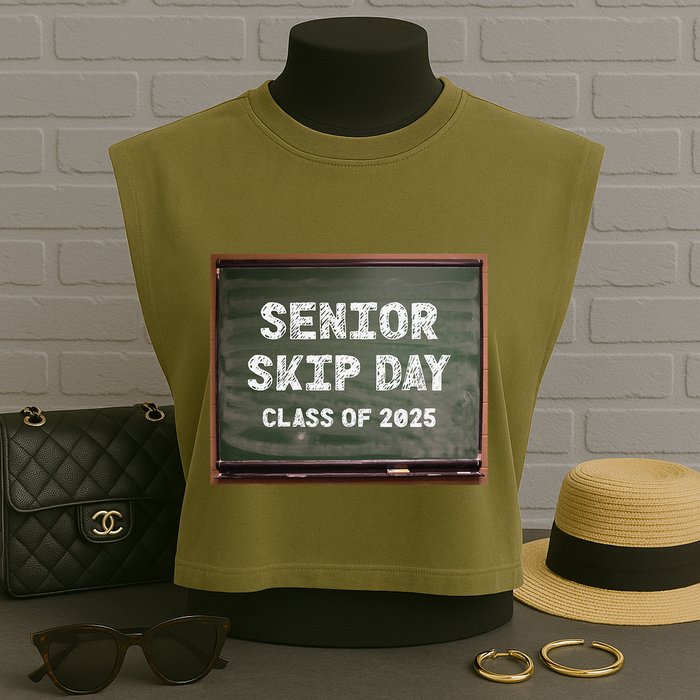 Senior Skip Day Class Of 2025 Funny High School 12th Grade Garment-Dyed Women's Muscle Tee