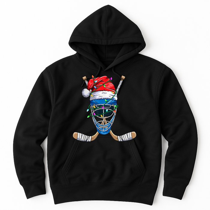 Santa Sports Design For  Boys Christmas Hockey Player Hoodie