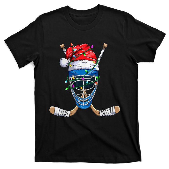 Santa Sports Design For  Boys Christmas Hockey Player T-Shirt