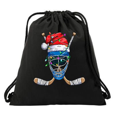 Santa Sports Design For  Boys Christmas Hockey Player Drawstring Bag