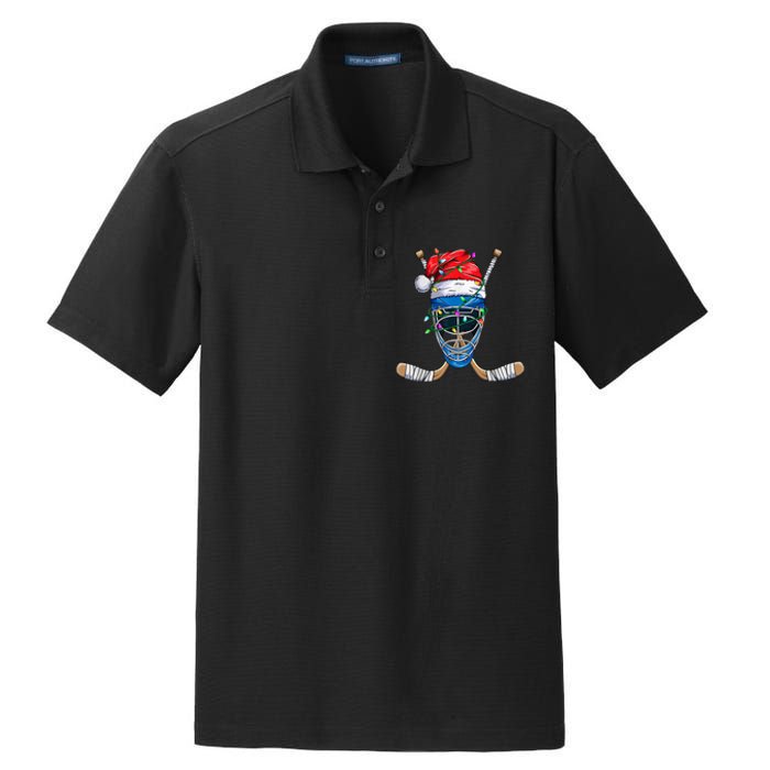 Santa Sports Design For  Boys Christmas Hockey Player Dry Zone Grid Polo