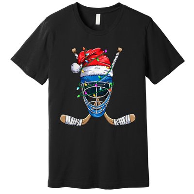 Santa Sports Design For  Boys Christmas Hockey Player Premium T-Shirt