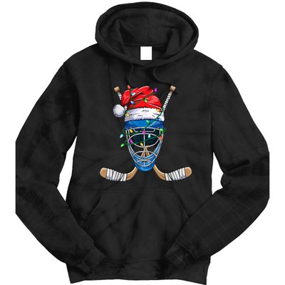 Santa Sports Design For  Boys Christmas Hockey Player Tie Dye Hoodie