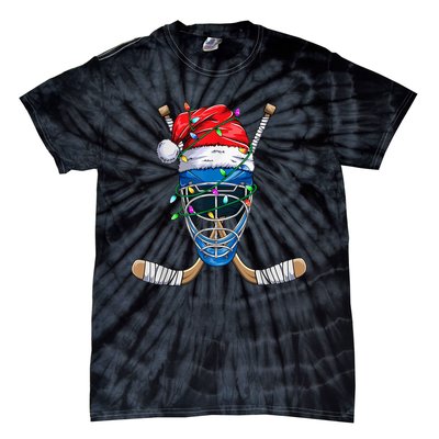 Santa Sports Design For  Boys Christmas Hockey Player Tie-Dye T-Shirt