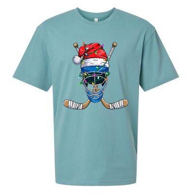 Santa Sports Design For  Boys Christmas Hockey Player Sueded Cloud Jersey T-Shirt