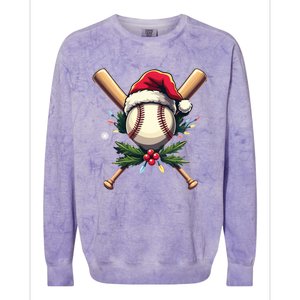 Santa Sports Design Christmas Baseball Player Gift Colorblast Crewneck Sweatshirt