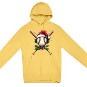 Santa Sports Design Christmas Baseball Player Gift Premium Pullover Hoodie