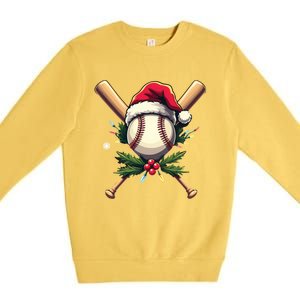 Santa Sports Design Christmas Baseball Player Gift Premium Crewneck Sweatshirt