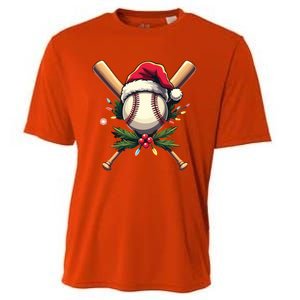 Santa Sports Design Christmas Baseball Player Gift Cooling Performance Crew T-Shirt