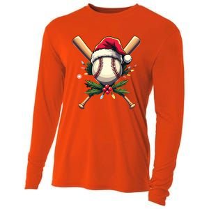 Santa Sports Design Christmas Baseball Player Gift Cooling Performance Long Sleeve Crew