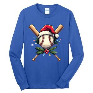 Santa Sports Design Christmas Baseball Player Gift Tall Long Sleeve T-Shirt