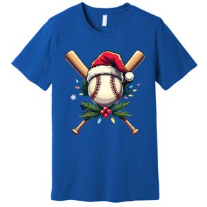 Santa Sports Design Christmas Baseball Player Gift Premium T-Shirt