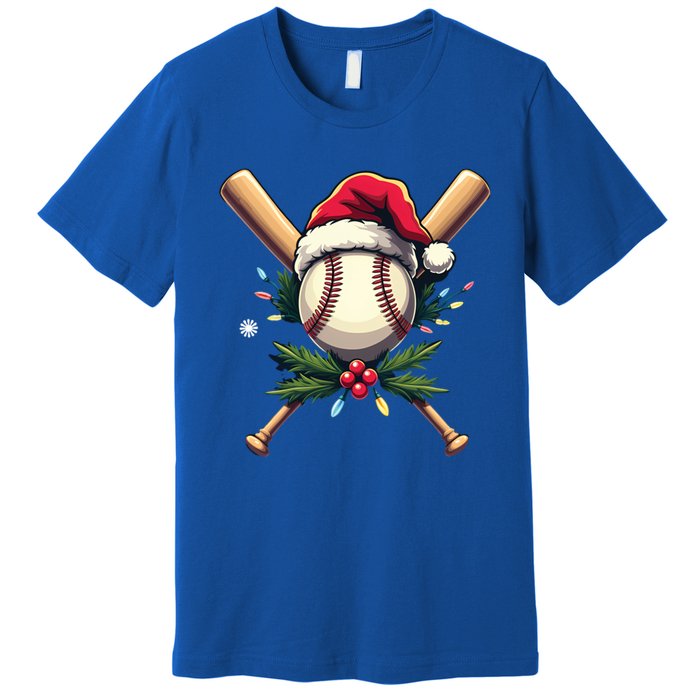 Santa Sports Design Christmas Baseball Player Gift Premium T-Shirt