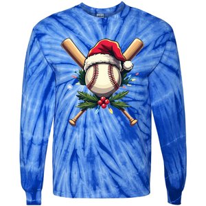 Santa Sports Design Christmas Baseball Player Gift Tie-Dye Long Sleeve Shirt