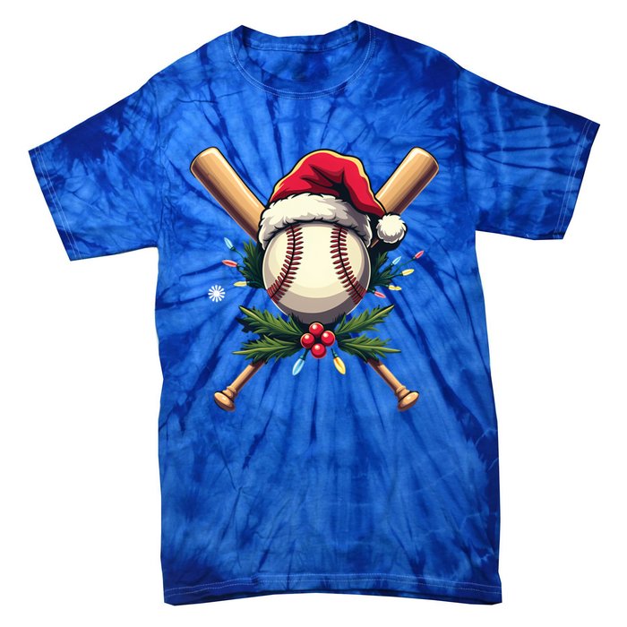 Santa Sports Design Christmas Baseball Player Gift Tie-Dye T-Shirt