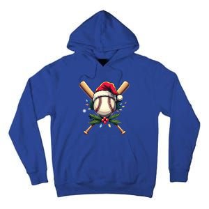 Santa Sports Design Christmas Baseball Player Gift Tall Hoodie