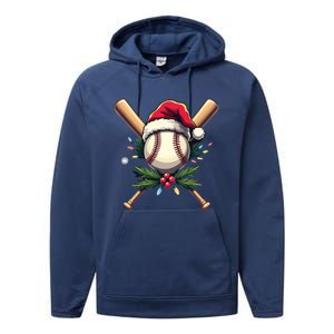 Santa Sports Design Christmas Baseball Player Gift Performance Fleece Hoodie