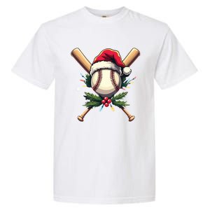 Santa Sports Design Christmas Baseball Player Gift Garment-Dyed Heavyweight T-Shirt