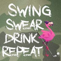 Swing Swear Drink Repeat Flamingo Playing retro Golf Legacy Tie Dye Trucker Hat