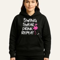 Swing Swear Drink Repeat Flamingo Playing retro Golf Hoodie