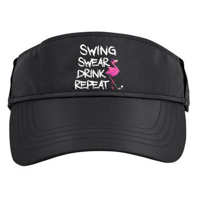 Swing Swear Drink Repeat Flamingo Playing retro Golf Adult Drive Performance Visor