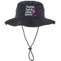 Swing Swear Drink Repeat Flamingo Playing retro Golf Bucket Hat