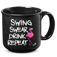 Swing Swear Drink Repeat Flamingo Playing retro Golf 15oz Campfire Ceramic Mug