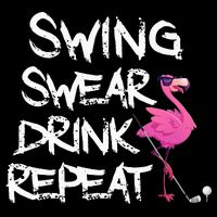 Swing Swear Drink Repeat Flamingo Playing retro Golf 16 in Basic Backpack