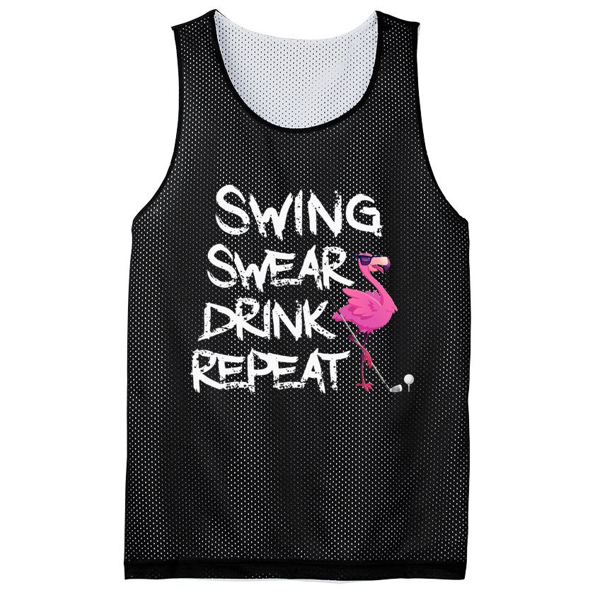 Swing Swear Drink Repeat Flamingo Playing retro Golf Mesh Reversible Basketball Jersey Tank