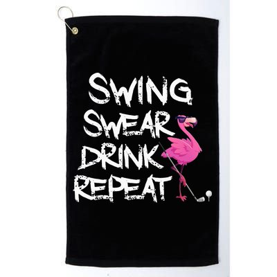 Swing Swear Drink Repeat Flamingo Playing retro Golf Golf Towel