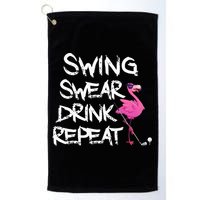 Swing Swear Drink Repeat Flamingo Playing retro Golf Golf Towel