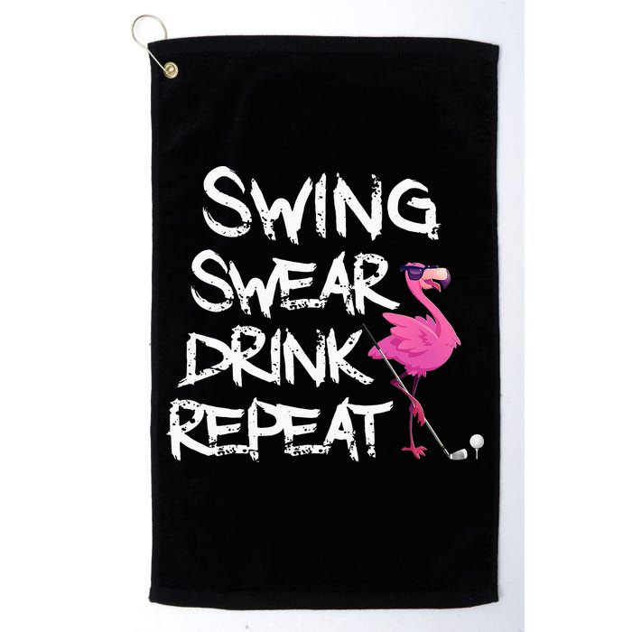 Swing Swear Drink Repeat Flamingo Playing retro Golf Golf Towel