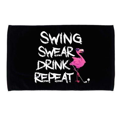 Swing Swear Drink Repeat Flamingo Playing retro Golf Microfiber Hand Towel