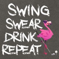 Swing Swear Drink Repeat Flamingo Playing retro Golf Cotton Canvas Backpack