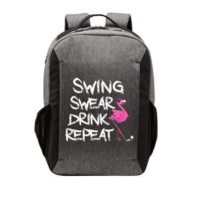 Swing Swear Drink Repeat Flamingo Playing retro Golf Vector Backpack