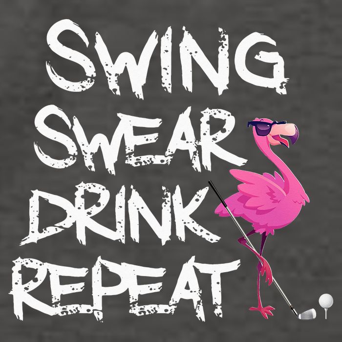 Swing Swear Drink Repeat Flamingo Playing retro Golf Vector Backpack