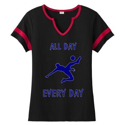 Soccer Striker Dribbling Goal Getter Soccer Player Winner Gift Ladies Halftime Notch Neck Tee