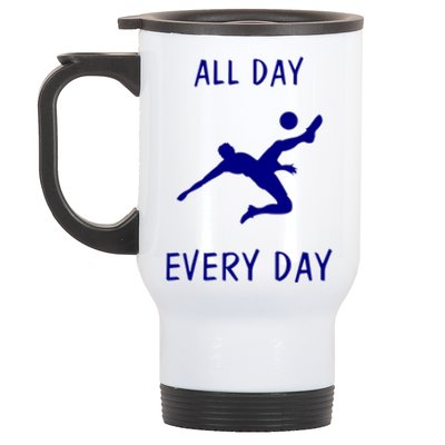 Soccer Striker Dribbling Goal Getter Soccer Player Winner Gift Stainless Steel Travel Mug