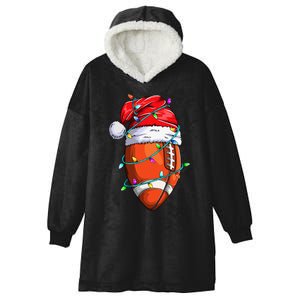 Santa Sports Design For Christmas Football Player Hooded Wearable Blanket