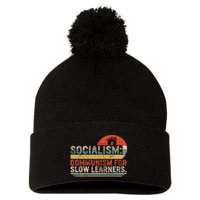 Socialist Socialism Definition Vintage Libertarian Capitalis Pom Pom 12in Knit Beanie