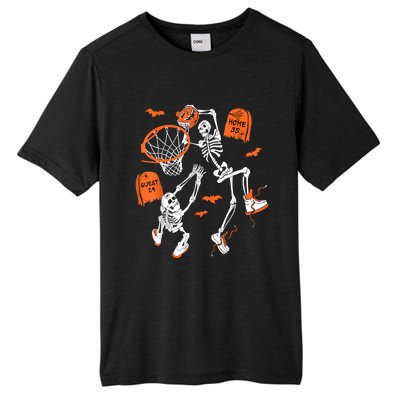 Spooky Skeleton Dunking Basketball Graveyard Halloween Tall Fusion ChromaSoft Performance T-Shirt