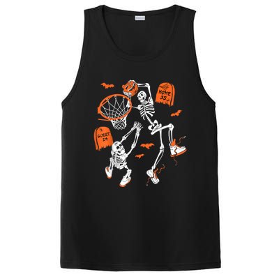 Spooky Skeleton Dunking Basketball Graveyard Halloween PosiCharge Competitor Tank