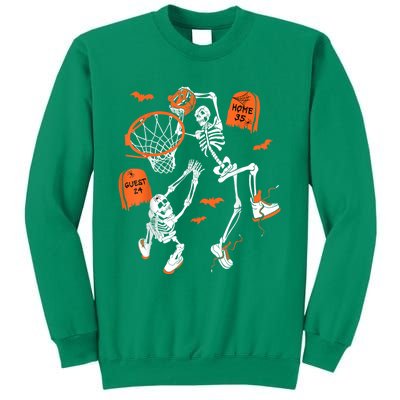 Spooky Skeleton Dunking Basketball Graveyard Halloween Sweatshirt