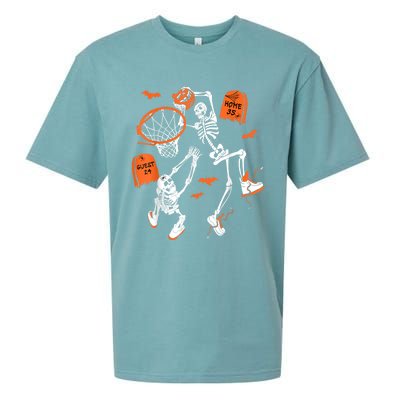 Spooky Skeleton Dunking Basketball Graveyard Halloween Sueded Cloud Jersey T-Shirt