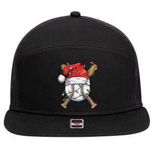 Santa Sports Design For Boy Christmas Baseball Player 7 Panel Mesh Trucker Snapback Hat