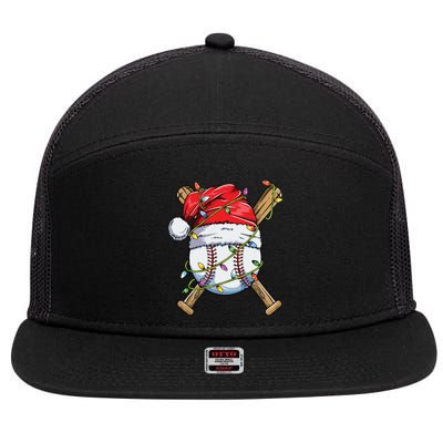 Santa Sports Design For Boy Christmas Baseball Player 7 Panel Mesh Trucker Snapback Hat