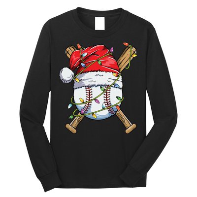 Santa Sports Design For Boy Christmas Baseball Player Long Sleeve Shirt