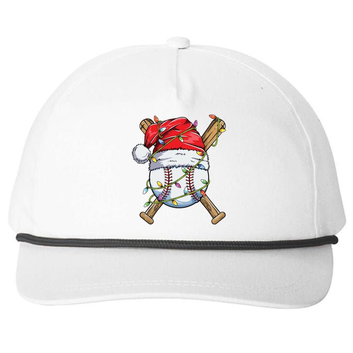 Santa Sports Design For Boy Christmas Baseball Player Snapback Five-Panel Rope Hat