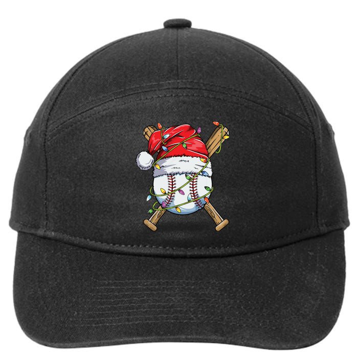 Santa Sports Design For Boy Christmas Baseball Player 7-Panel Snapback Hat