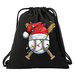 Santa Sports Design For Boy Christmas Baseball Player Drawstring Bag